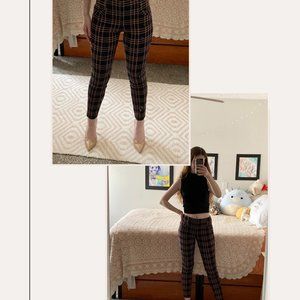 Plaid Ponte Pull-on Slim Fit Pants